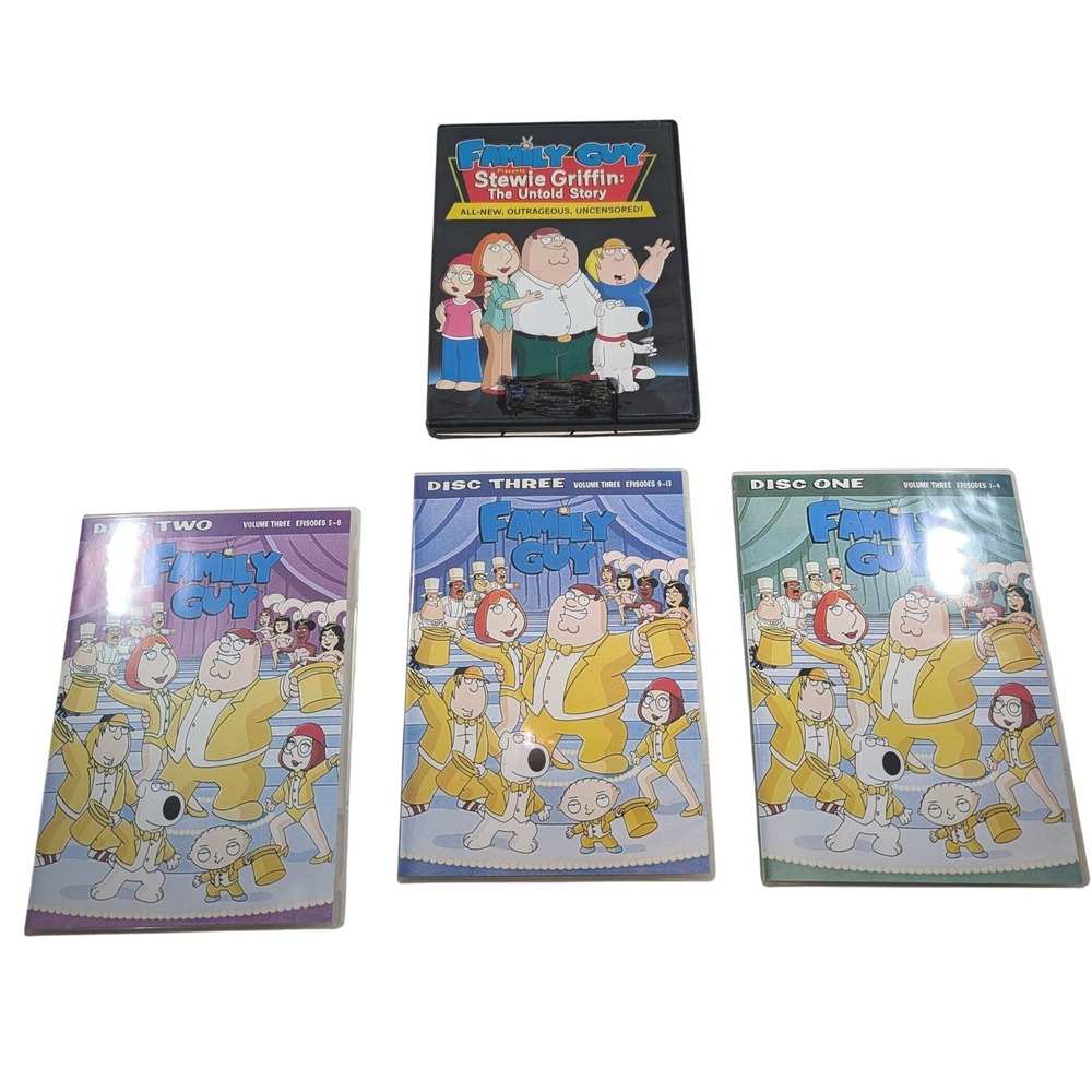Family Guy Volume 3 DVD Set and Stewie Griffin The Untold Story Movie Bundle